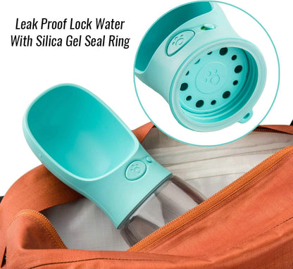Dog Water Bottle, Leak Proof Portable Pet Water Bottles for Dogs, Puppy Water Dispenser with Drinking Feeder for Travel (Teal 12Oz)