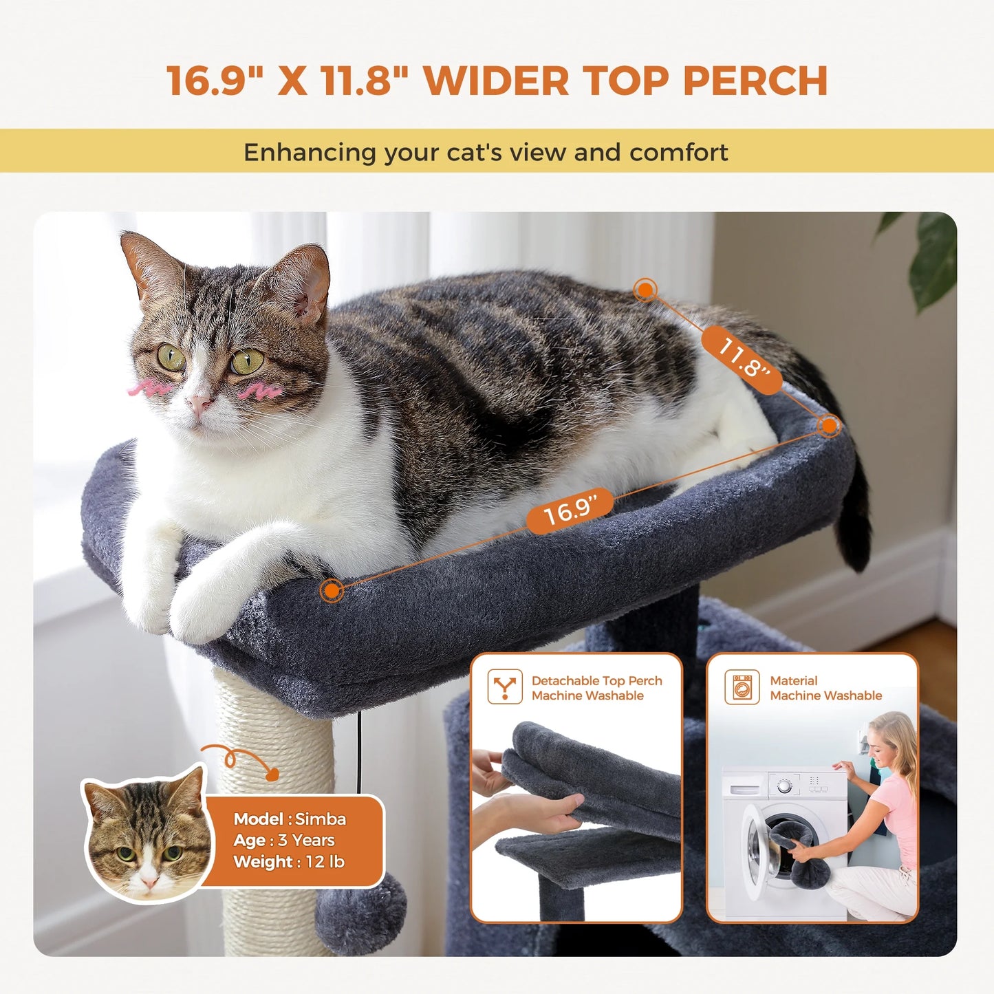 31.5" Modern Cat Tree Tower with Dual Large Condos for Kitten ＆ Medium Size Cat Dark Gray